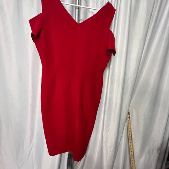 Worthington Red Cold-Shoulder Sheath Dress Women’s Size 14 - Picture 4 of 9